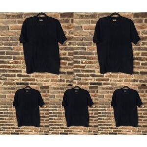 Bundle Set of 5 Black Short Sleeve V-Neck T-Shirts Men's Size XL CottonNet